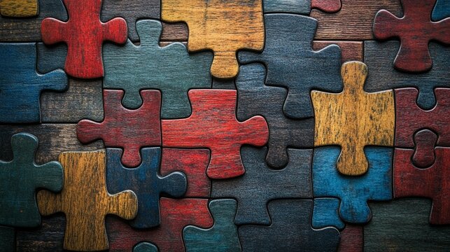 Colorful wooden jigsaw puzzle pieces (1)