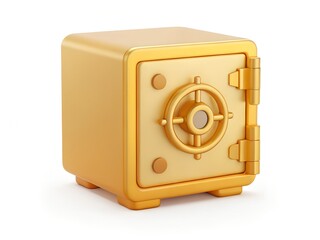 3D Golden Safe Vault Icon – Secure Storage Symbol for Finance, Security, and Banking Concepts