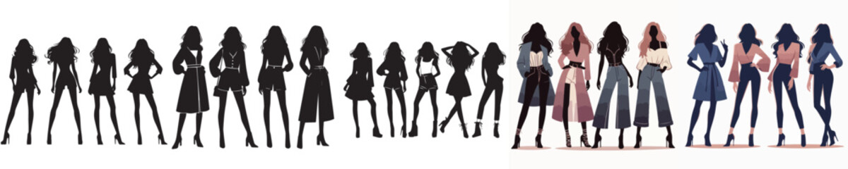 Obraz premium vector female model silhouette standing pose