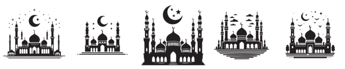 vector set of mosque silhouettes