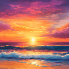 Fototapeta premium Azure ocean meets sandy land clearly in high resolution picture
