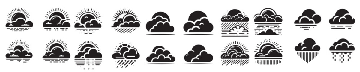 vector set of silhouette clouds