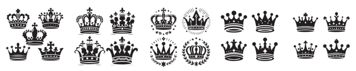 Fototapeta premium vector set of king crown silhouettes
