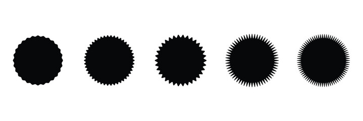 Simple sticker like sign - circle with sharp waves edge . Vector Illustration . EPS 10 . 