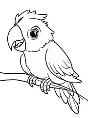 Parrot Coloring Sheet – Exotic Bird Line Art for Children