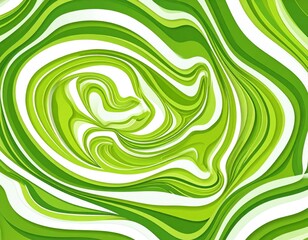 Abstract Green And White Swirl Pattern