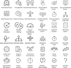 Decision Making Vector Icons, Choice Selection on White