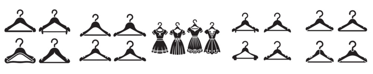 hanger silhouette vector icon set