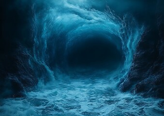 Dark, turbulent tunnel underwater