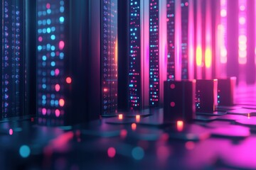 Exploring the vibrant world of DNA sequencing and data processing technologies in a futuristic setting, DNA sequencing or data processing concept Seamless 3D render