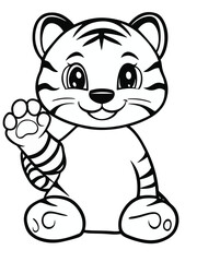 Cute Tiger Illustration – Simple Big Cat Outline Drawing