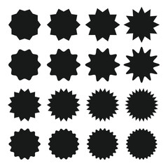 Star burst sticker vector set. Stars collection. Star icons. Starburst flower sale badge. Star blank label, stickers emblem. Shine symbol illustration. Sun ray frames, quality signs, sale icon. Eps 10