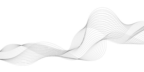 Abstract wave blend lines on transparent background. Design for banner, wallpaper, background and many more. Undulate Grey Wave Swirl, frequency sound wave, twisted curve lines with blend effect.	
