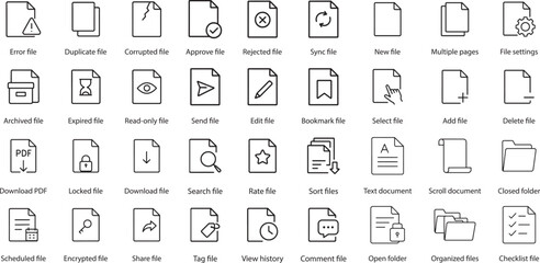 File and Document Icons Set, Vector Illustration.