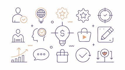 Fototapeta premium Branding icon set editable in stroke style, perfect for branding, marketing, and design-focused projects