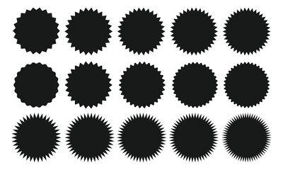 Starburst price. Black Sale and discount stickers. Promotion tags collection. Isolated Vector illustration on white background. Eps 10.