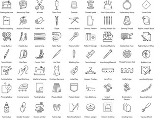 Sewing and Tailoring Icons Set, Vector Illustration