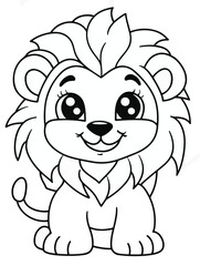 Lion Coloring Sheet – Majestic Wild Animal Line Art for Children