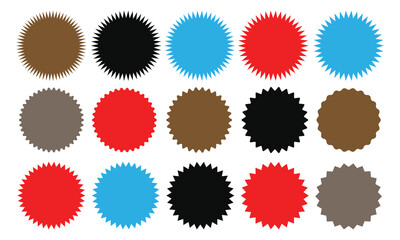 Blank badge sticker label starburst set