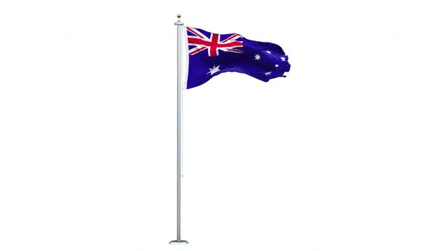 Australia flag waving looping with transparent background. Ready to use drag and drop immediately.
