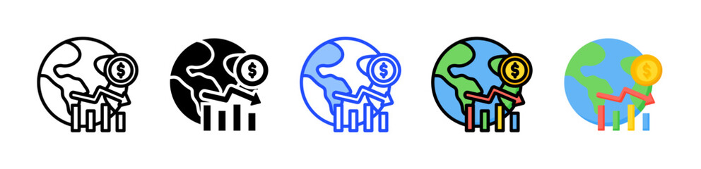 Financial Crisis Icon Collection With Multiple Styles