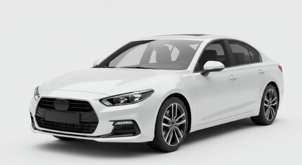 Naklejka premium White sedan studio shot