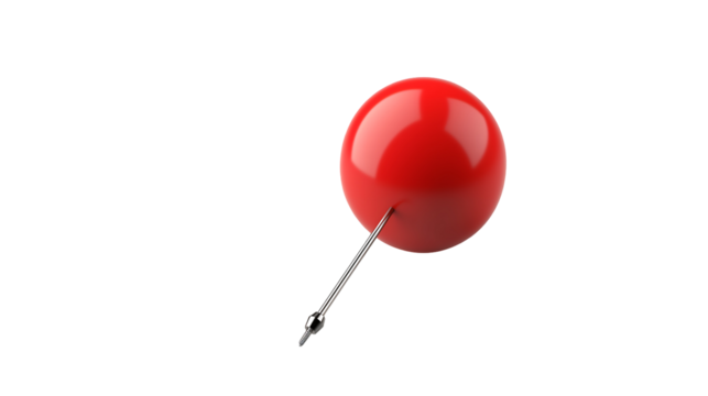 Red Push Pin – 3D Isolated PNG