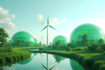 wind turbines in the park