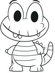 Crocodile Line Art – Black and White Coloring Page for Kids