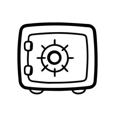 Metal Bank Safe Icon In Flat Style