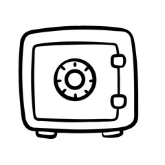 Metal Bank Safe Icon In Flat Style
