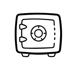 Metal Bank Safe Icon In Flat Style