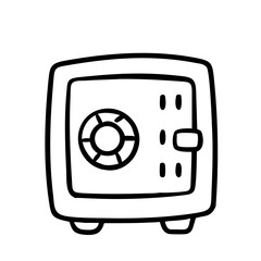 Metal Bank Safe Icon In Flat Style
