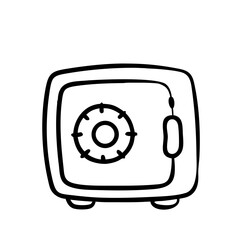 Metal Bank Safe Icon In Flat Style