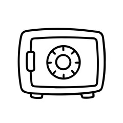 Metal Bank Safe Icon In Flat Style