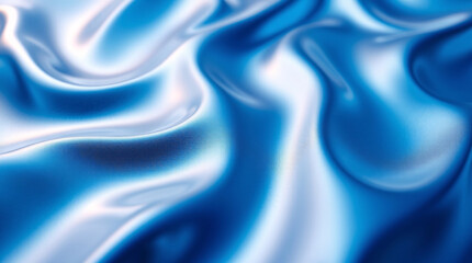 Obraz premium Abstract blue flowing silk fabric with soft waves and light texture design.