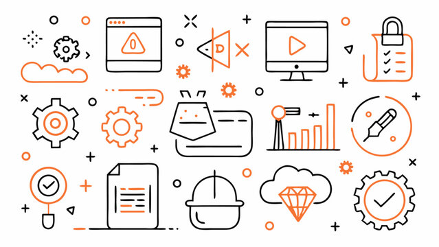 Programming and Coding Stroke Icon Collections for Software Development and Web Design Projects