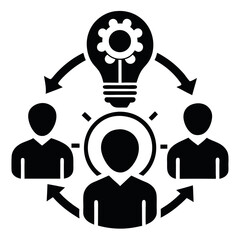 business meeting and generated idea with another isolated vector silhouette icon on white background