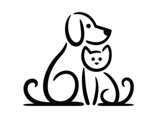 Minimalist Dog and Cat Line Art Logo for Pet Services or Veterinary Branding