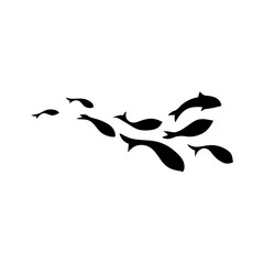 Silhouette of a school of fish vector illustration 