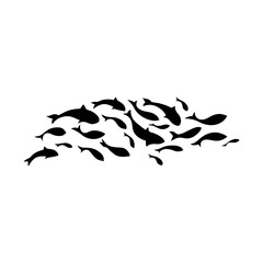 Silhouette of a school of fish vector illustration 