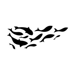 Silhouette of a school of fish vector illustration 