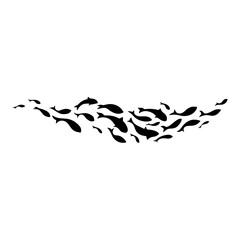 Silhouette of a school of fish vector illustration 
