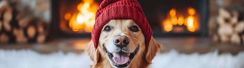 Golden Retriever by Fireplace (1)