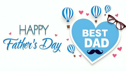 Naklejka premium Father's Day Best Dad Heart Balloons Greeting Card