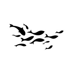 Silhouette of a school of fish vector illustration 