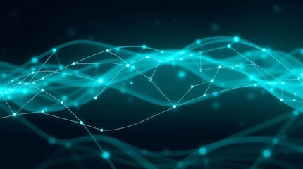 Abstract Teal Network Connections Digital Background