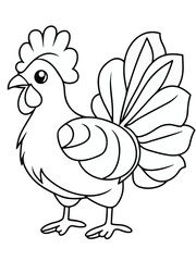 Realistic Rooster Outline – Educational Farm Animal Coloring Page