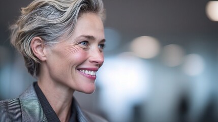 Close-Up Portrait of Mature Businesswoman in Professional Attire