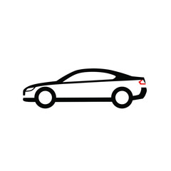 Sleek Sports Car in Motion - Black and White Vector Illustration